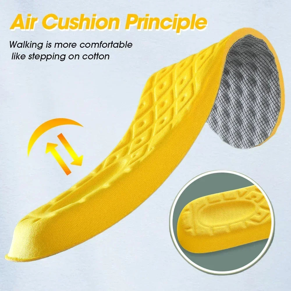 4PCS Soft Latex Memory Foam Insoles – Breathable Orthopedic Shoe Inserts for Men & Women Sports Running Foot Support Cushion Pads