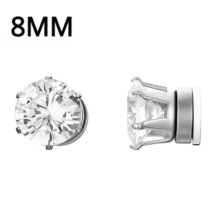 Crystal Magnetic Ear Studs – Punk Round Zircon Non-Piercing Earrings for Men & Women