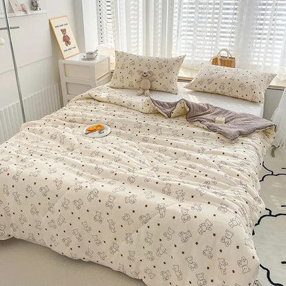 Washed Double Gauze Quilt – Lightweight Summer Comforter with Soya Fibre Filling, Soft & Breathable for Queen Size