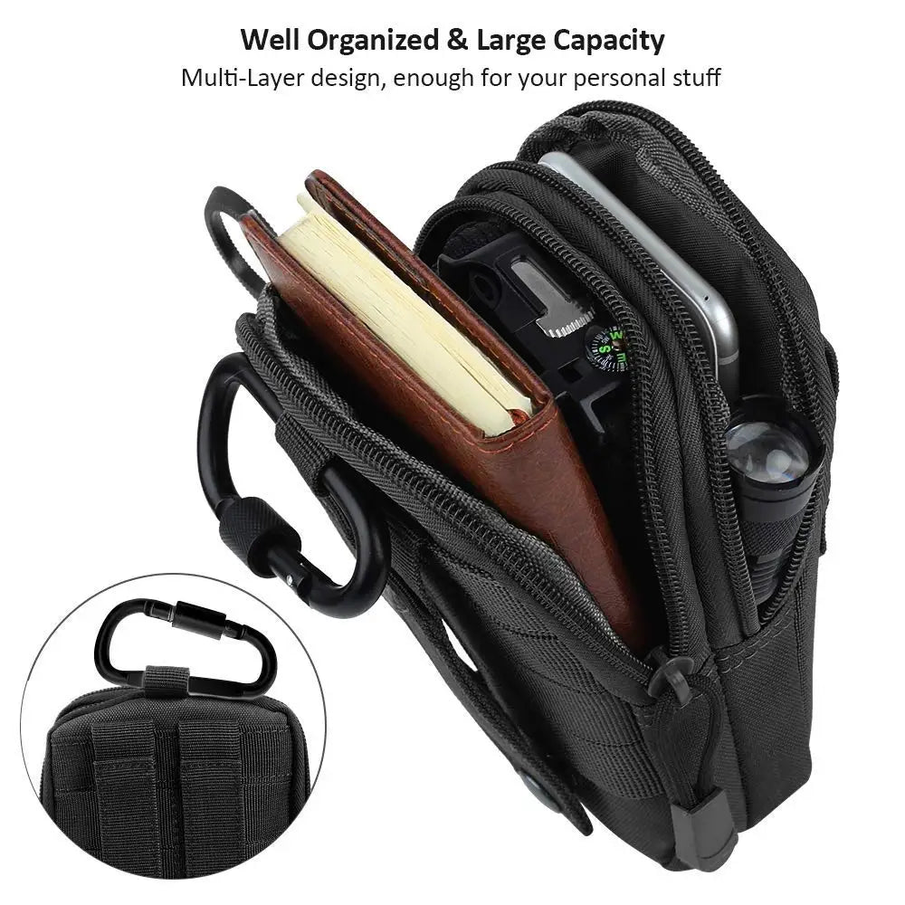 Tactical Universal Cell Phone Holster – Military Molle Hip Waist Belt Bag, Wallet Pouch with Zipper