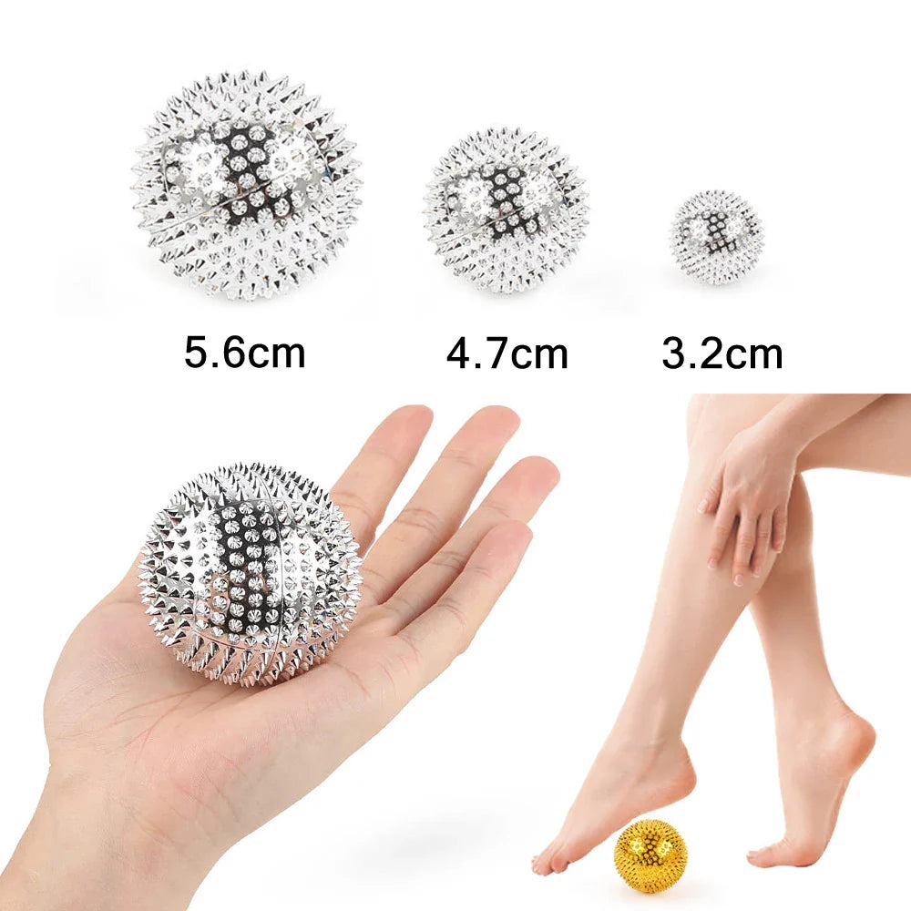 9pcs Hand & Foot Magnetic Therapy Spiky Massage Balls – Acupressure Trigger Point Pain Relief Pocket Massager