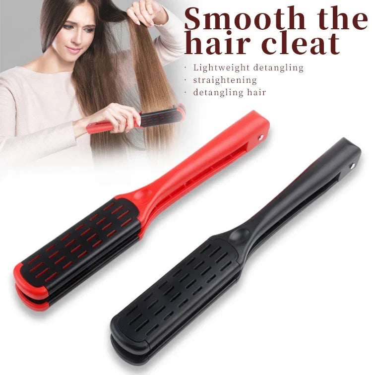 Professional V-Shape Hair Straightener Comb – Nylon Bristles, Double-Sided Styling Brush for All Hair Types