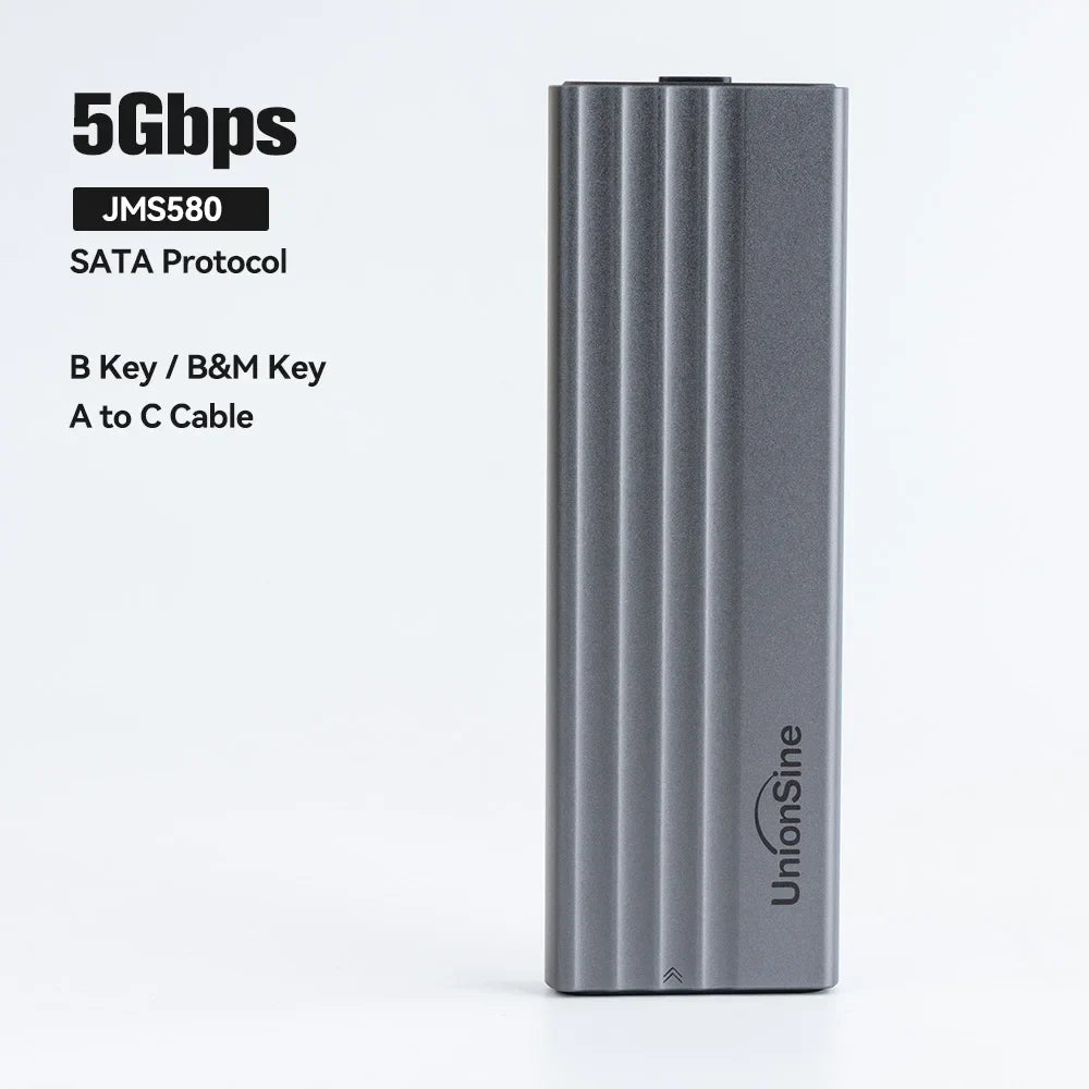 UnionSine 20Gbps M.2 PCIe SSD Case – Dual Protocol M.2 to USB Type-C 3.1 Adapter for NVMe, NGFF, and SATA SSD