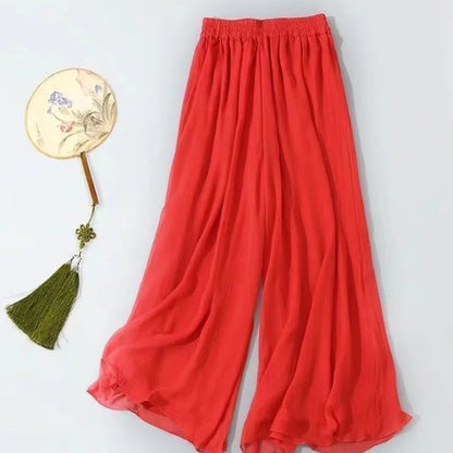 Women’s Classical Chiffon Wide Leg Dance Pants – Loose Fit Modern Ballet & Yoga Training Trousers for Adults & Girls