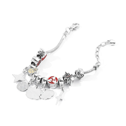 Naruto Anime Charm Bracelet with Figure Pendant & Beads – Akatsuki Cosplay Jewelry Bangle
