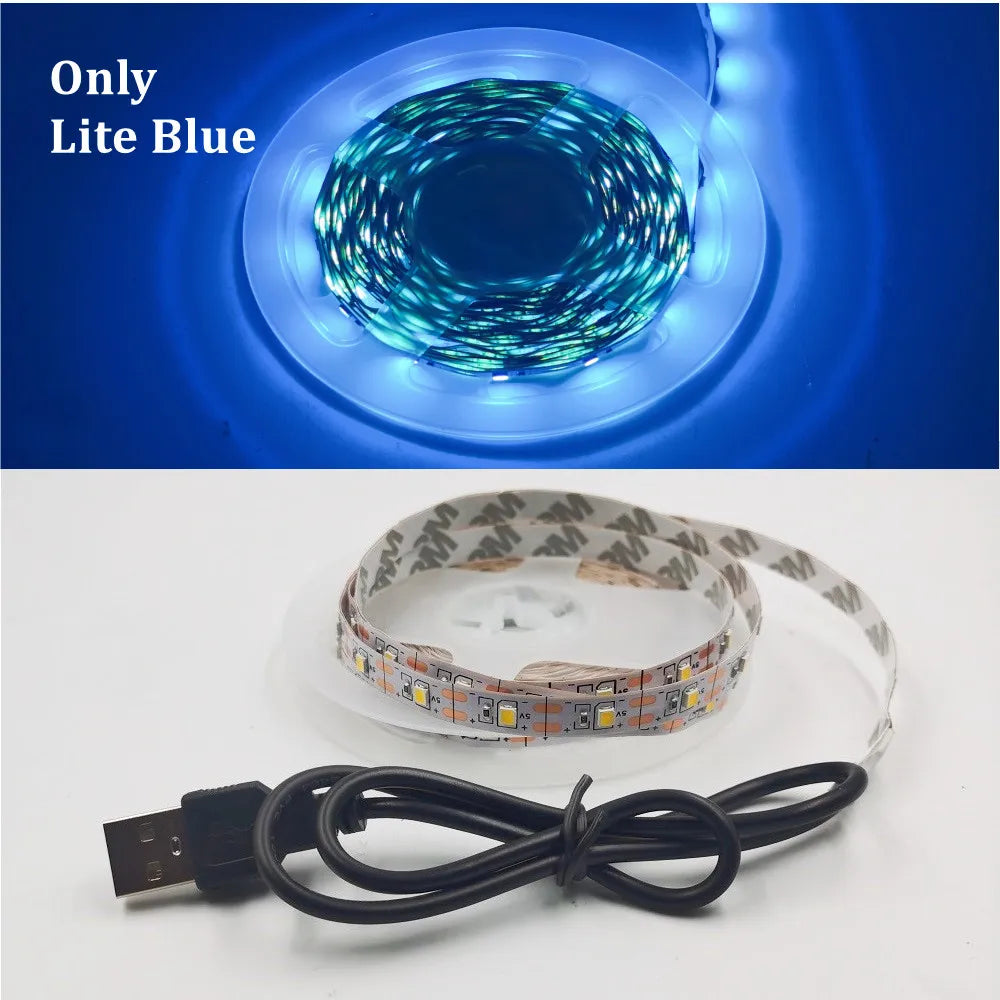 5M USB LED Strip Light - 5V SMD 3528 Waterproof Ribbon Light for Cabinets, Ceilings & Home Decor