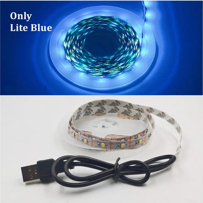 5M USB LED Strip Light - 5V SMD 3528 Waterproof Ribbon Light for Cabinets, Ceilings & Home Decor
