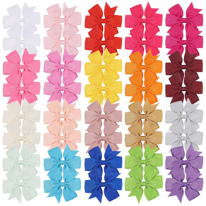 20/40PCS Sweet Candy Color Bow Hair Clip Set – Cute Ribbon Hairpins for Baby Girls & Kids Hair Accessories Gift