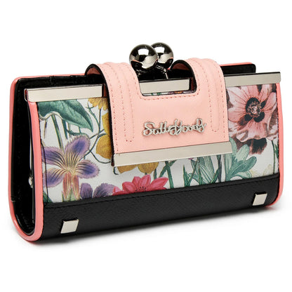 Women’s Leather Wallet — Large Capacity Long Purse with 10 Card Slots and Clips, Zero SY5025