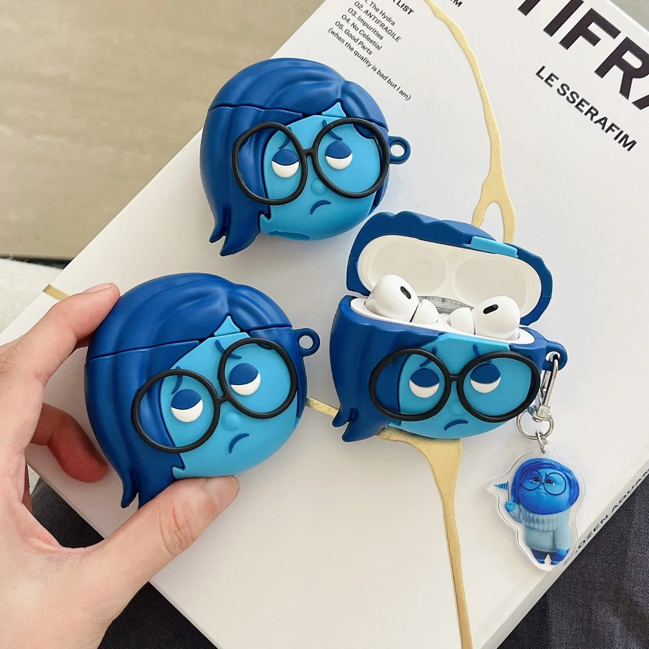 Inside Out Silicone Case for AirPods 1/2/3/4 & Pro/Pro 2 — Anger, Sadness, Embarrassment Cartoon Earphone Cover