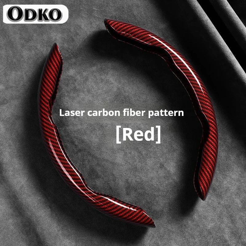2-Piece Carbon Fiber Silicone Steering Wheel Cover — 38cm (15 Inch) Anti-Skid Car Accessory