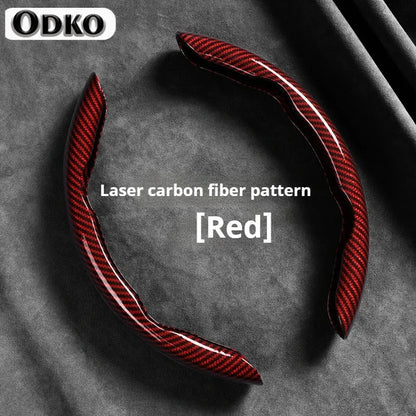 2-Piece Carbon Fiber Silicone Steering Wheel Cover — 38cm (15 Inch) Anti-Skid Car Accessory