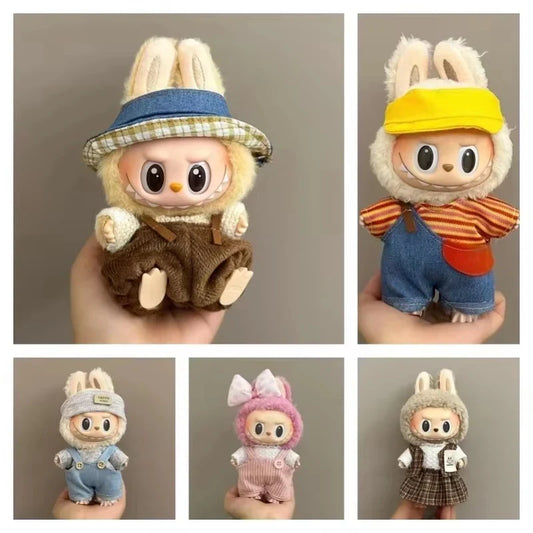 Labubu Doll Clothes Set for V1/V2 — Strap Pants & Cute Skirt Overalls with Accessories, Toy Gift for Kids