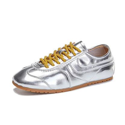 German 2025 Women’s Leather Sneakers — Retro Lace-Up Flat Training Shoes, Large Size Forrest Gump Style