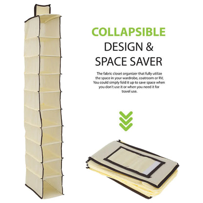 10-Layer Foldable Hanging Shoe Organizer – Non-Woven Space-Saving Shoe Rack for Home Bedroom Closet
