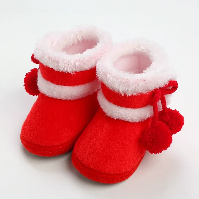 Newborn Baby Shoes — Soft Pompom Snow Boots for Girls & Boys, Warm Winter Toddler Booties