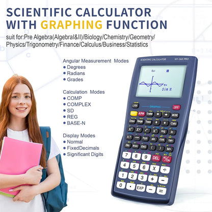 NEWYES 36X Pro Scientific Graphing Calculator – Multi-Function Graphic Science Calculator for Middle & High School Students (Blue)