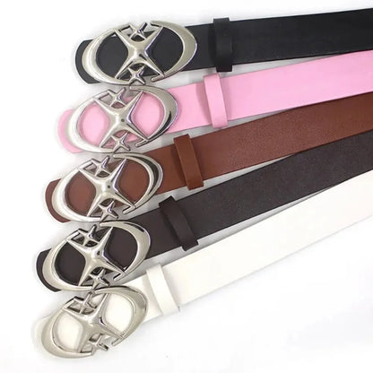 Women’s Punk Star Buckle Belt – Cross Metal Vintage Gothic Y2K PU Leather Waistband for Pants & Jeans, Unisex Fashion Belt