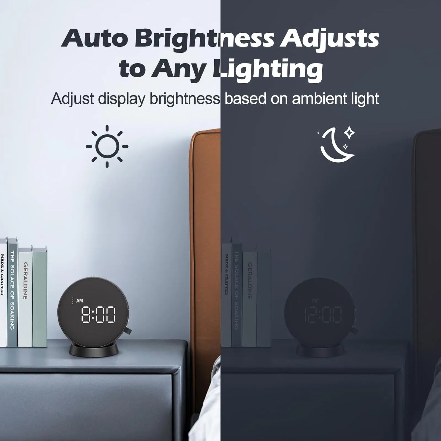 Awakening Vibrating Alarm Clock – Loud Bed Shaker for Heavy Sleepers & Hearing Impaired, Wireless Magnetic Charging