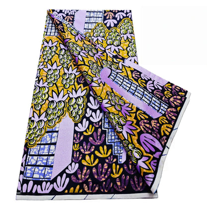 Grand Super Ankara Wax Fabric - Original 100% Cotton Glitter Batik Pagne 6 Yards Nigerian Party Dress Sewing Material