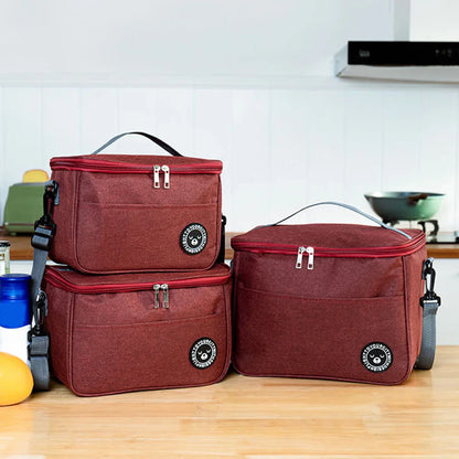 Insulated Handheld Lunch Bag with Shoulder Strap – Thickened Waterproof Student Lunch Box Tote
