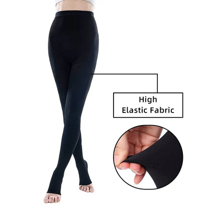 Medical Compression Pantyhose Stocking - 20-30mmHg Women's Thigh-Highs, Open Toe Class 2 Pressure Support for Varicose Veins, Plus Size