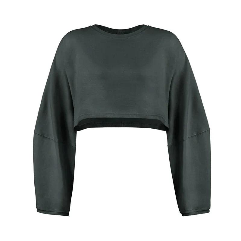 Women’s Sports Crop Top – Long Sleeve Gym & Yoga Workout Fitness Shirt