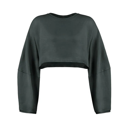 Women’s Sports Crop Top – Long Sleeve Gym & Yoga Workout Fitness Shirt