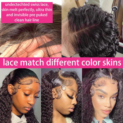250% Curly Human Hair Lace Front Wig – Deep Wave Brazilian Remy 13x4 Water Wave Lace Frontal Wig