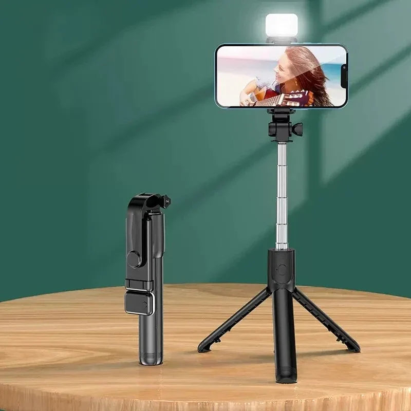 FGCLSY Monopod Remote Shutter with Fill Light — Mini Wireless Bluetooth Selfie Stick & Tripod Phone Holder for iPhone, Samsung, Xiaomi