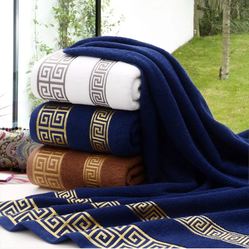 3-Piece Cotton Towel Set – 2 Hand Face Towels 35x75cm + 1 Bath Towel 70x140cm Soft Washcloth Gift Set