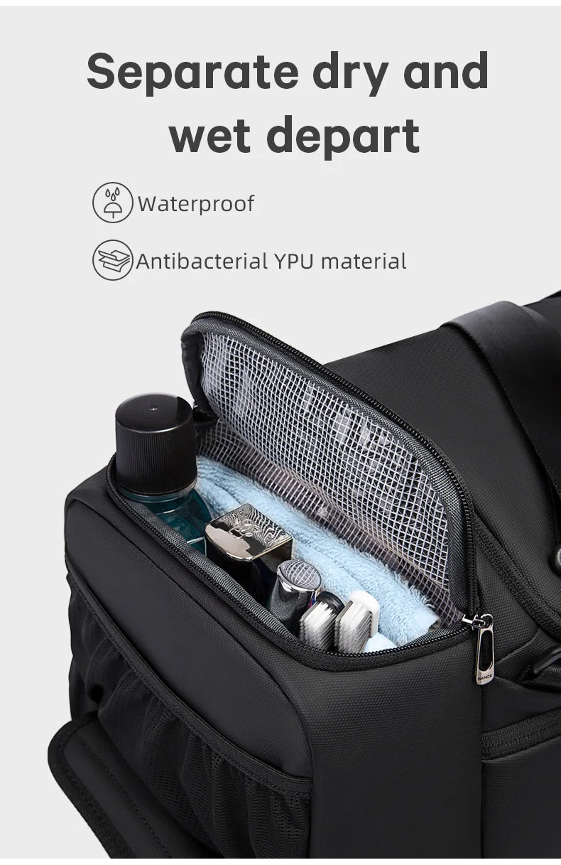 BANGE Waterproof Sports Gym Bag for Men - Fitness Training & Outdoor Dry Wet Separation Travel Bag