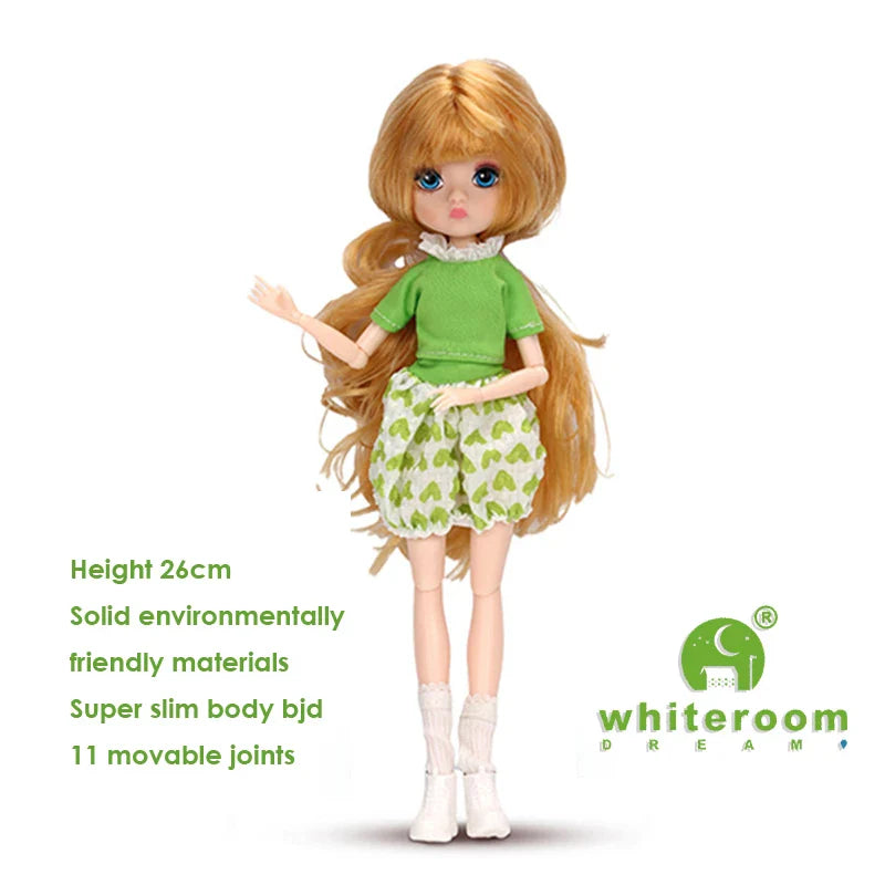 26cm BJD Doll for Girls – Purple Hair Fashion Princess with Big Eyes & Accessories Gift