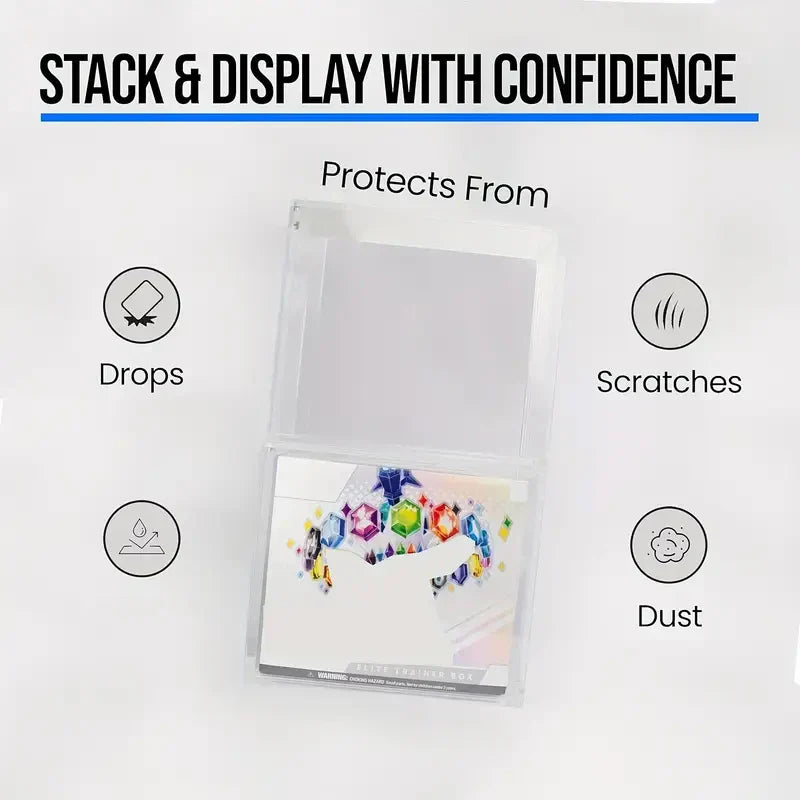 Acrylic Stackable Display Storage Box – ETB Compatible Elite Trainer Box Organizer for Trading Cards