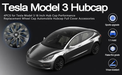 4PCS Hub Cap Wheel Covers – Performance Replacement Full Rim Accessories for Tesla Model 3 18-Inch (2018-2023)
