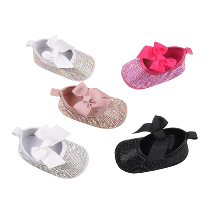 Baby Girls’ Bowknot Shoes - Shiny Diamond Sneakers & Sandals for Newborns and Toddlers