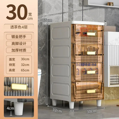 Transparent Bathroom Storage Cabinet – Luxury Visible Light Floor-Mounted Dustproof Narrow Organizer