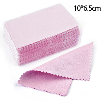 50pcs Silver Polishing Cloths – Soft Cleaning Wipes for Necklaces, Rings & Jewelry Care (10x6.5cm & 8x8cm)