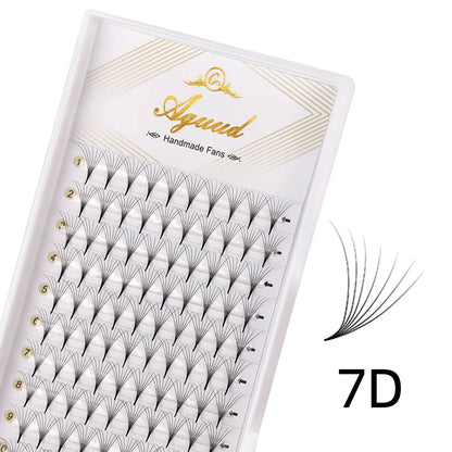 AGUUD 10-Tray Premade Volume Lashes – Super Fans with Needle Stem & Narrow Base for Eyelash Extensions