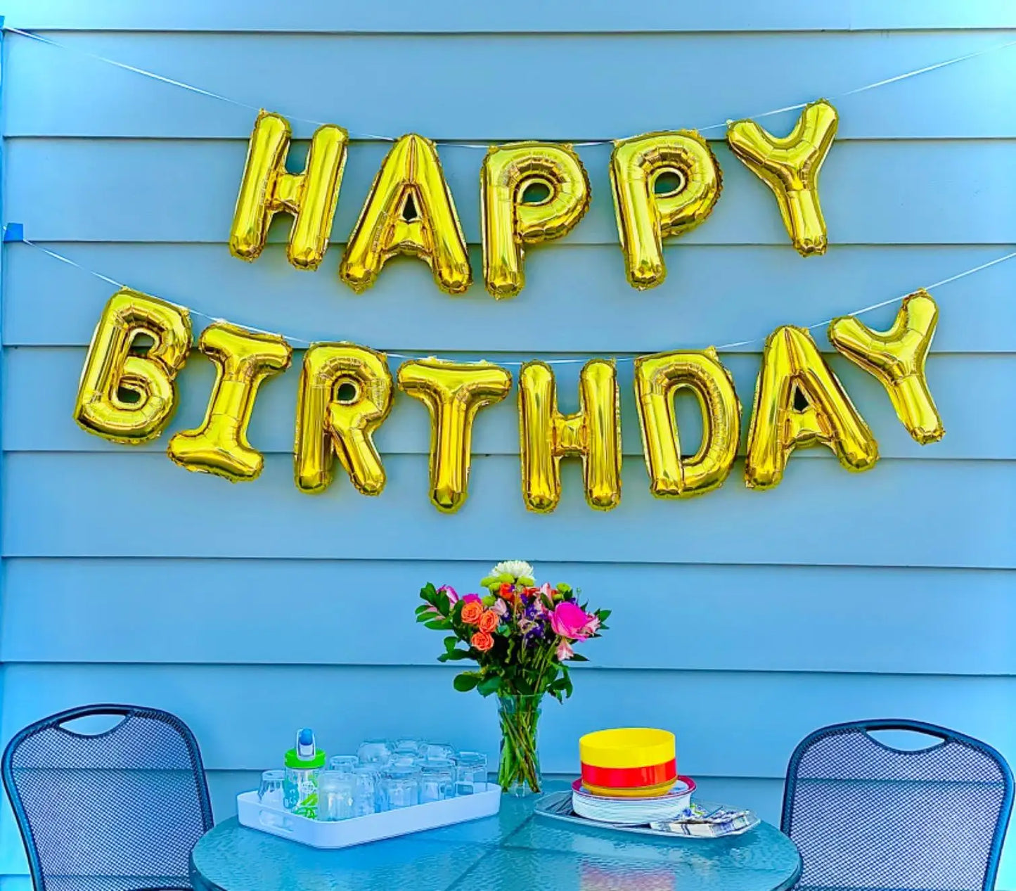 16-Inch Happy Birthday Foil Balloons Set – Pink & Blue Letter Balloons for Birthday Party Decoration