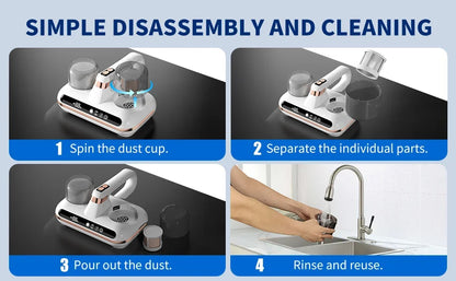 Cordless Handheld Mattress Vacuum Cleaner – 16Kpa Powerful Suction with UV-C Light & Ultrasonic for Sofa & Sheet Cleaning