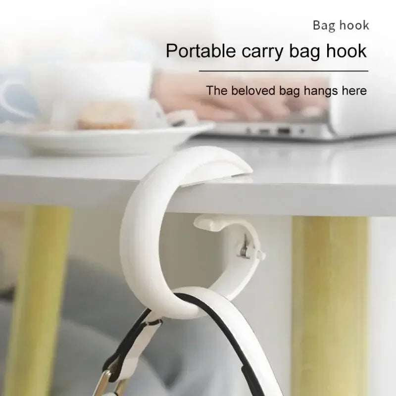 Portable Bag Hook Hanger - Foldable Table Hook for Office Decor, Plastic Desk Side Hook for Handbag, Travel Bag Organizer Hooks Holder