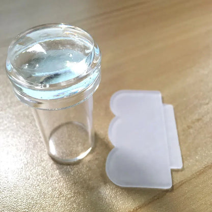 Transparent Nail Art Stamper Kit - French Manicure Stamping Plate, Scraper & Polish Tools