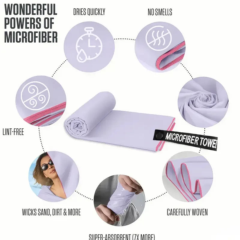 Quick Dry Microfiber Travel Towel – Ultra Absorbent, Super Soft & Compact Sports/Camping Towel for Outdoor Use (1pc)