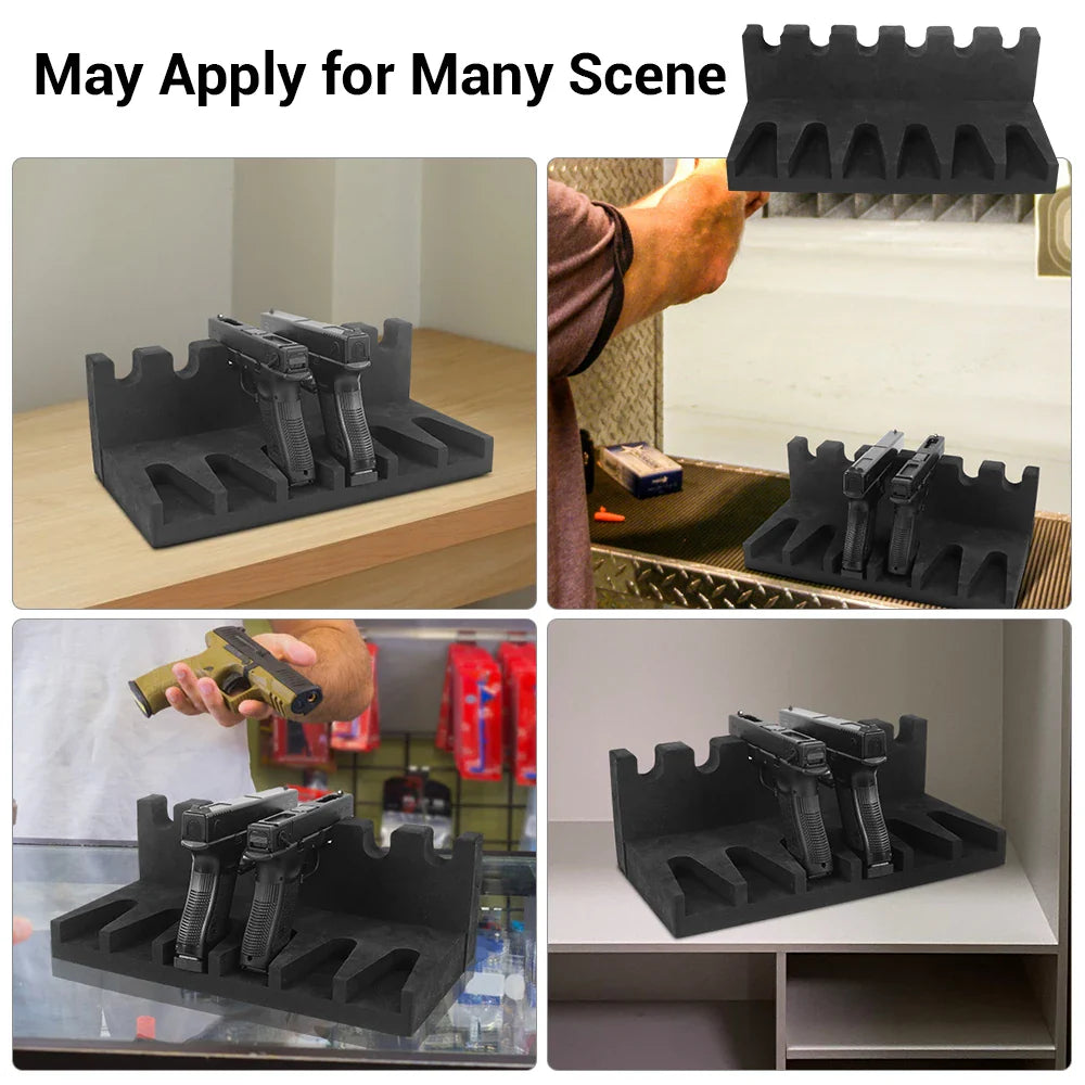 3/4/6 Slot Foam Gun Rack - Universal Pistol Holder for Glock, Handgun Display Stand & Gun Safe Organizer