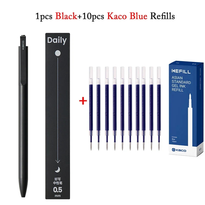 KACO Metal Clip Gel Pen - 0.5mm Black Ink Quick Dry Signature Pen with 800M Smooth Writing Capacity