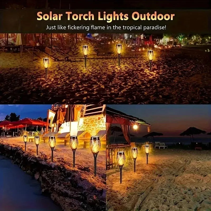 12LED Solar Flame Torch Light: Waterproof Outdoor Garden Decoration - Flickering Light for Lawn, Path, Yard, Patio Floor Lamp