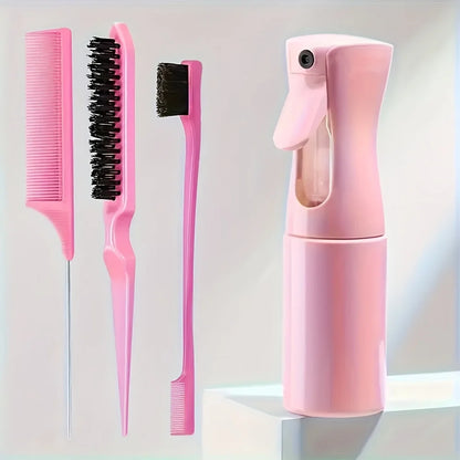 4-Piece Hair Styling Comb Set – Rat Tail, Edge & Smooth Black Brushes for All Hair Types
