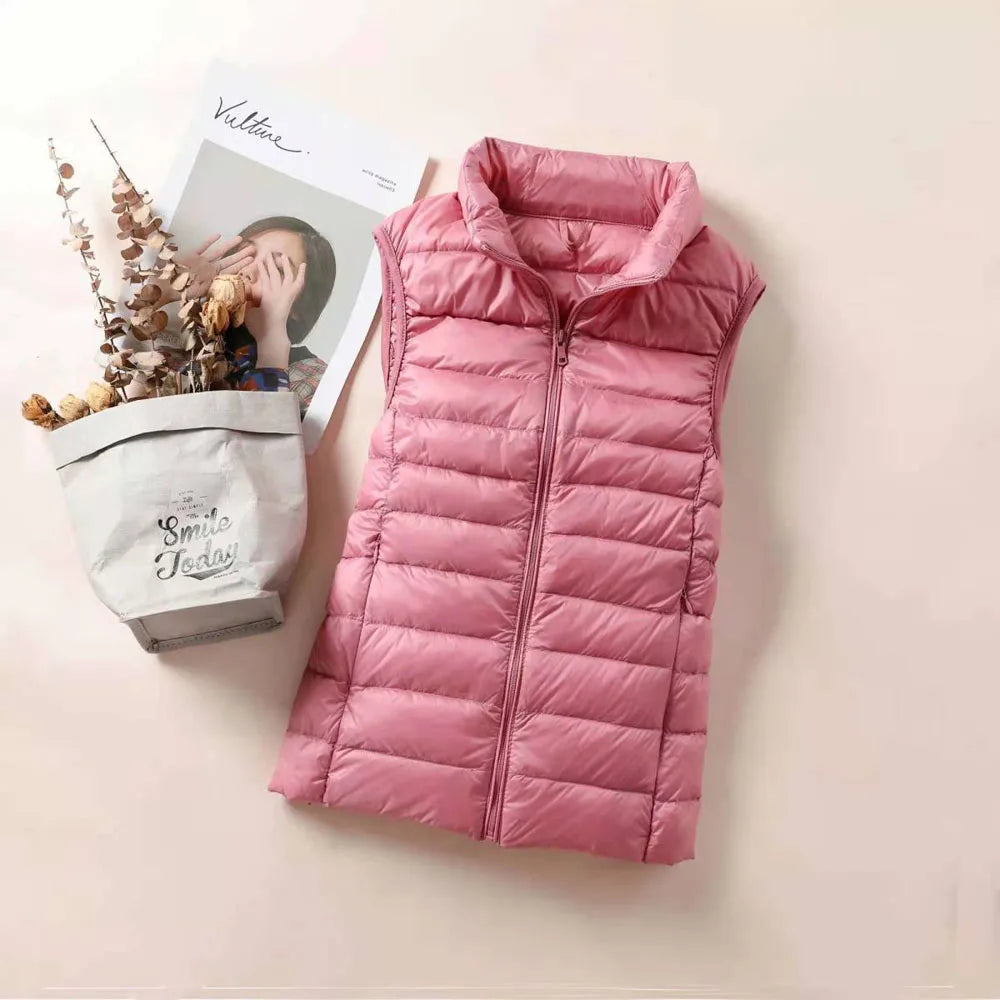 2024 Women's Ultra-Light Down Vest – Slim Sleeveless, Portable & Windproof Lightweight Waistcoat for Girls