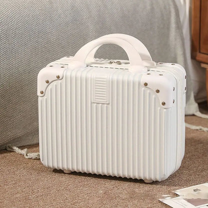 14-Inch Mini Travel Suitcase Cosmetic Box - Hand Luggage Organizer with Password Lock, Small Makeup Case for Boarding